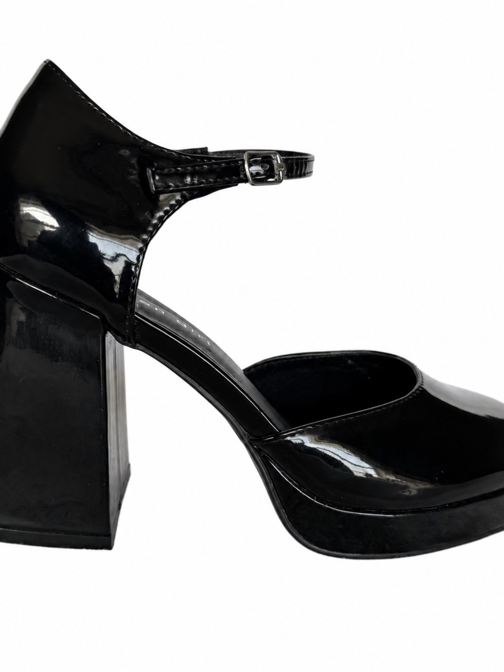 Madden Girl G-Olivia Black Patent Platform Mary Jane Block Heels Size 6.5